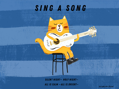 SING A SONG cat illustration design music