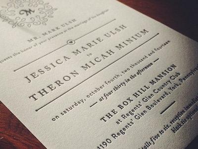 Letterpress Wedding Invite