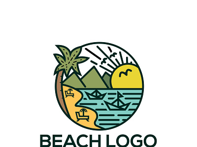 Beach Logo branding business logo creative design flat logo minimal