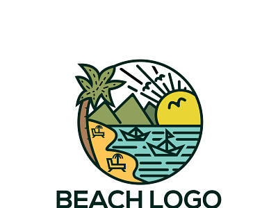 Beach logo branding business logo creative design flat logo minimal