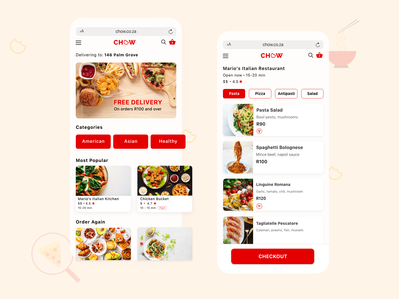 Chow Food Delivery App by Tanya Oxley on Dribbble