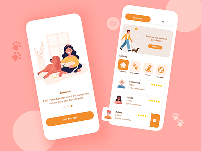 Pet Sitting App adobe xd adobexd app createwithadobexd design flat minimal