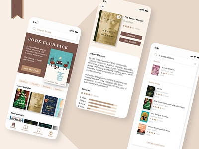 Library App app book design figma flat library minimal ui