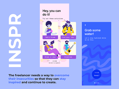 INSPR - overcoming creative block app app design design figma figmadesign flat ui ux