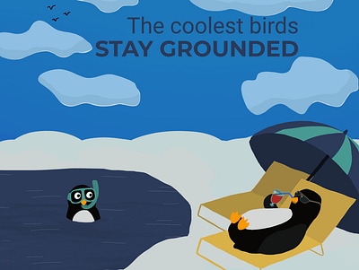 The coolest birds stay grounded air travel bird colorful comics emissions enviroment grounded illustration sustainability
