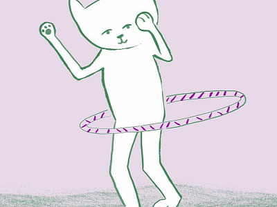 Hula Hooping Kitty 100catsdoingthings cat daily drawing hoola hoop hula hooping illustration kitty