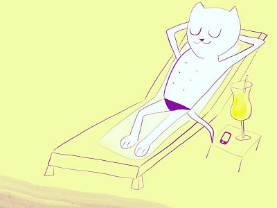 VaCATion. 100catsdoingthings beach cat cat drawing cat illustration kitty kitty illustration relaxing vacation