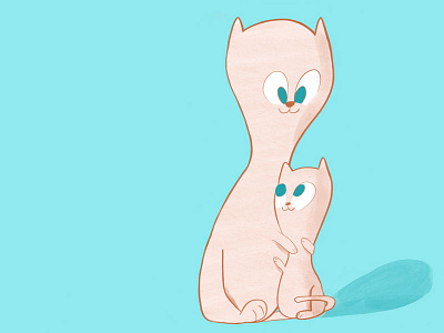 Giving/Receiving a Hug 100catsdoingthings cat cat drawing cat illustration daily drawing hug kitty kitty illustration