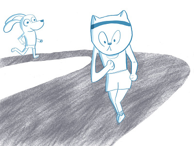 Training for a marathon. 100catsdoingthings cat cat drawing cat illustration fun run jogging kitty kitty illustration marathon running