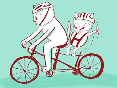 Riding 100catsdoingthings bike biking cat cat drawing cat illustration cycling kitten kitty kitty illustration