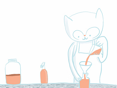 Bottling Kombucha 100catsdoingthings cat cat drawing cat illustration kitty kitty illustration kombucha tea