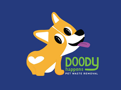 Doody Happens Pet Waste Removal corgi corgi butt cute dog doody logo logo design pet poop puppy