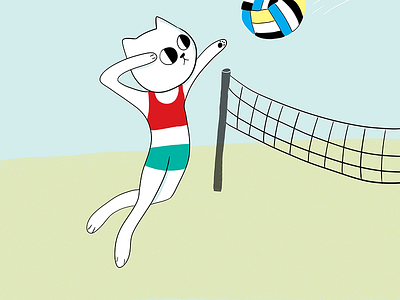 Spiking a Volleyball 100catsdoingthings cat cat drawing cat illustration kitty kitty illustration volleyball