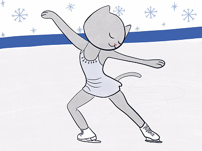 Ice Skating 100catsdoingthings cat cat drawing cat illustration ice skating kitty kitty illustration