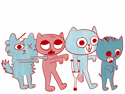 Hunting Brains 100catsdoingthings cat cat drawing cat illustration kitty kitty illustration zombie