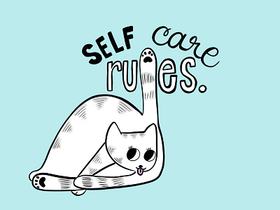 Self Care Kitty cat design illustration kitty