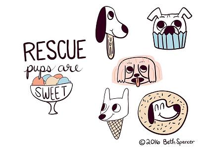 Rescue Pups are Sweet cute dogs illustration puppies pups
