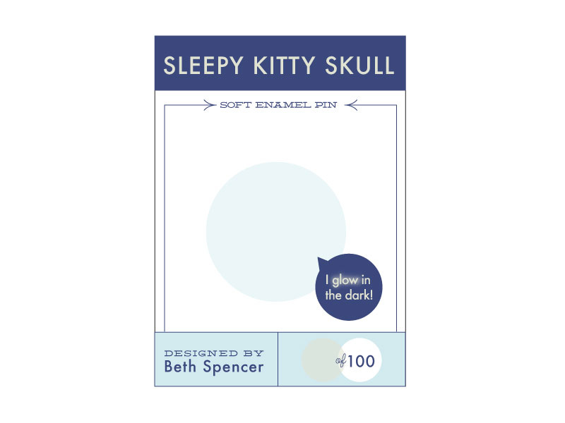 Sleepy Kitty Skull Pin Backing Card illustration design kitty spooky skull cat