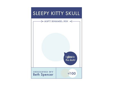 Sleepy Kitty Skull Pin Backing Card cat design illustration kitty skull spooky