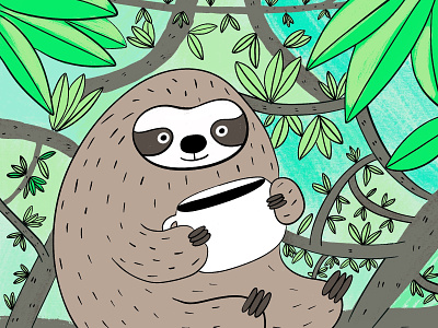 Sloffee coffee cute art illustraion procreate sloth sloths