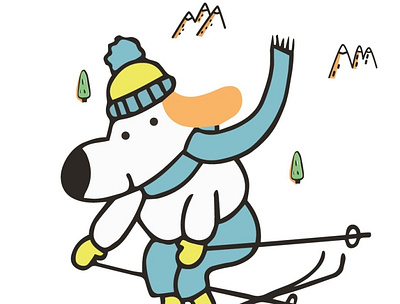 Skiing Dash Doggo dog dog illustration doggo dogs puppy ski skiing