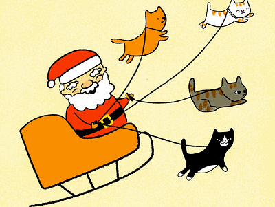 Meow-y Christmas cat cat illustration cats christmas cute holidays kitty kitty illustration santaclaus