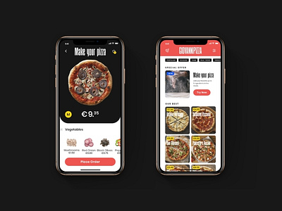 Pizza App - Food Delivery app application branding clean design fast food food food delivery interface mobile mobile app pizza product design red ui ui design ux