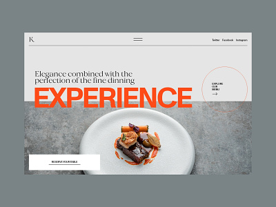 Fine Dining Landing Page brand concept design fine dining food graphic design hero homepage interface marketing minimalistic photo slider strategy typography ui ux web web design website