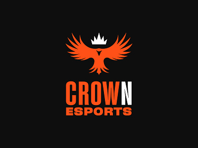 Crown Esports Logo bird branding character crow crown design esport golden ratio graphic design icon illustration logo minimalistic raven team typography vector