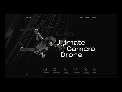 Drone Landing Page Design animation dark theme design design studio drone drones graphic design interface landing page minimalistic motion design typography ui ux web web animation web design web marketing website