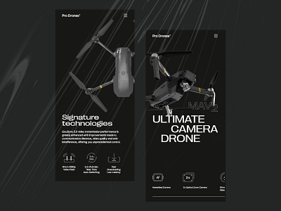 Drone Landing Page for Mobile dark theme drone drones graphic design interface landing page mobile mobile screens responsive web design responsive website ui ux web web design website