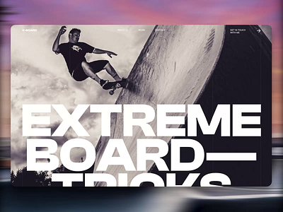 Extreme Board-Tricks Website animation design design studio extreme sports graphic design hero section home page interaction interface minimalistic motion graphics skateboard transition ui ui animation ux web design web page website website design