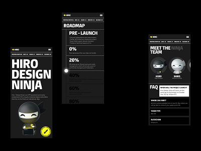 Hiro NFT Mobile Website 3d dark theme design design studio graphic design illustration interface mobile mobile design mobile website nft ninja ui ux web web design web marketing website website design