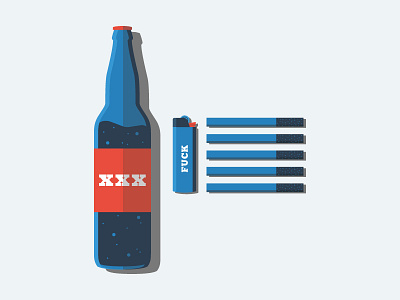 Beer & Smokes beer cigarettes illustration lighter minimal