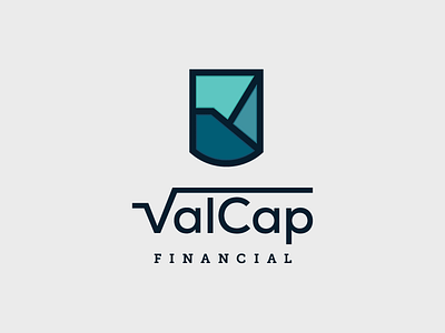 Valcap Logo banking branding financial logo shield square root