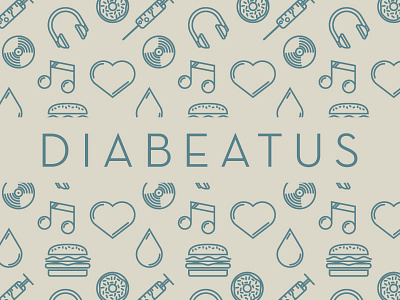 Diabeatus WIP album cover diabetes icons linework music pattern