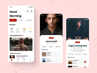 Fitness & Workout App appui cleanui fitness minimal mobiledesign profile trainer ui ux workout