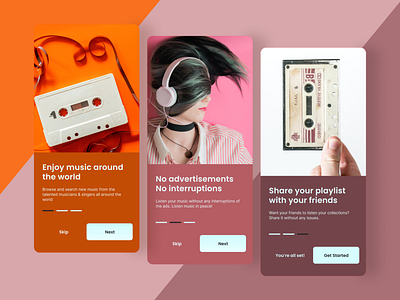 Music App - Onboarding Design app appdesign clean design interface mobile mobiledesign ui uiux ux