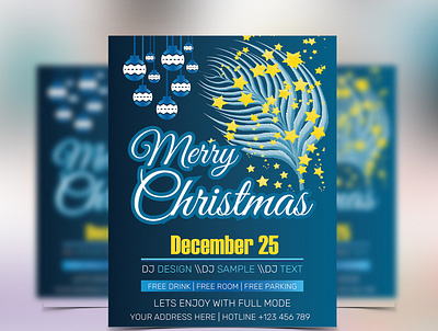 Christmas party flyer design template. Vector stock illustration flyer