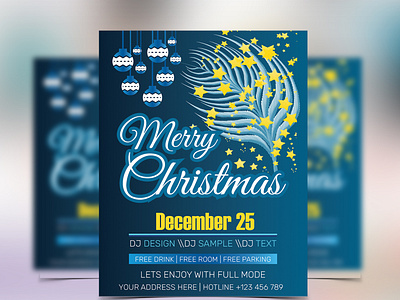 Christmas party flyer design template. Vector stock illustration