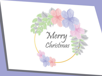 Merry Christmas, Happy New Year 2021 Cards, Water Color Floral invitation