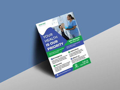 Healthcare cover and a4 flyer design template design branding