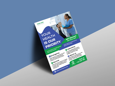 Healthcare cover and a4 flyer design template design