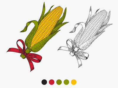 Hand drawn corn vector for coloring books page rice