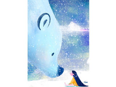 Friends animal art children digital digital art illustration nature polar bear procreate snow winter