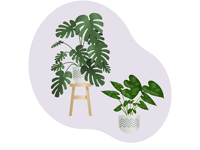 Monstera & Flamingo graphic design illustration pastel plants