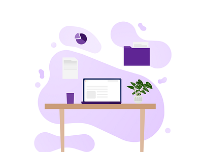 Desk Setup desk graphic design illustration lilac office pastel plants vector