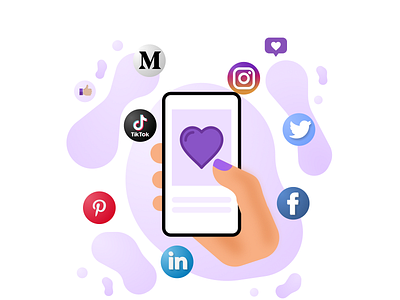 Social Media design facebok graphic design illustration lilac linkedin medium pastel pinterest social media tiktok twitter