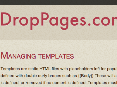 DropPages.com design progress droppages web