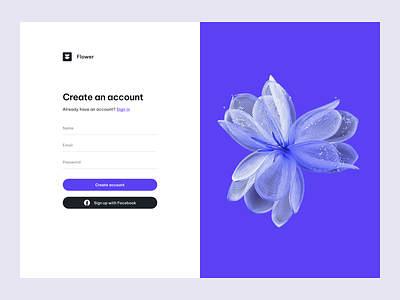 Flower dashboard sign up page branding design graphic design icon illustration logo typography ui ux vector